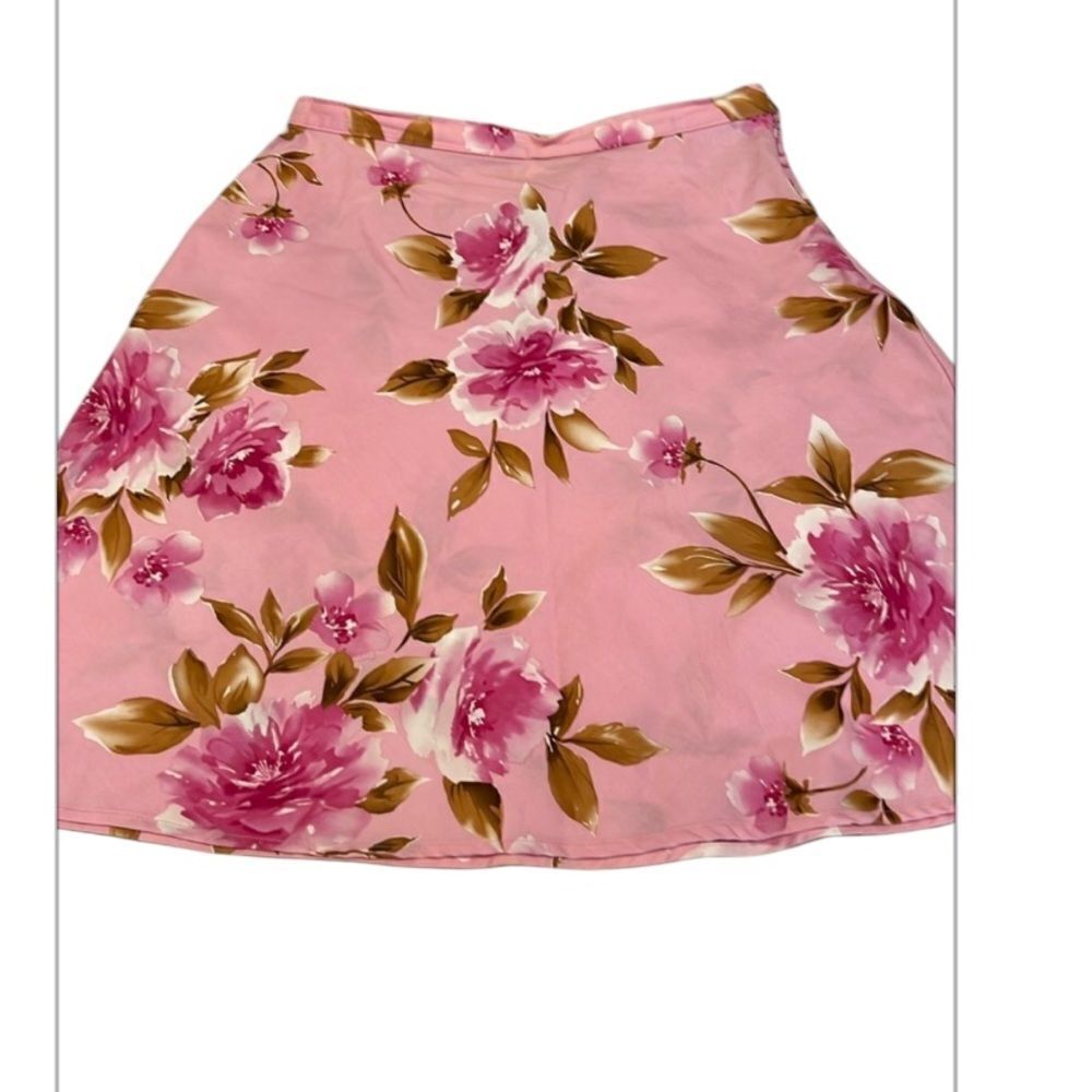 AGB Byer California size 10 pink flowered cottagecore side zip full skirt EUC